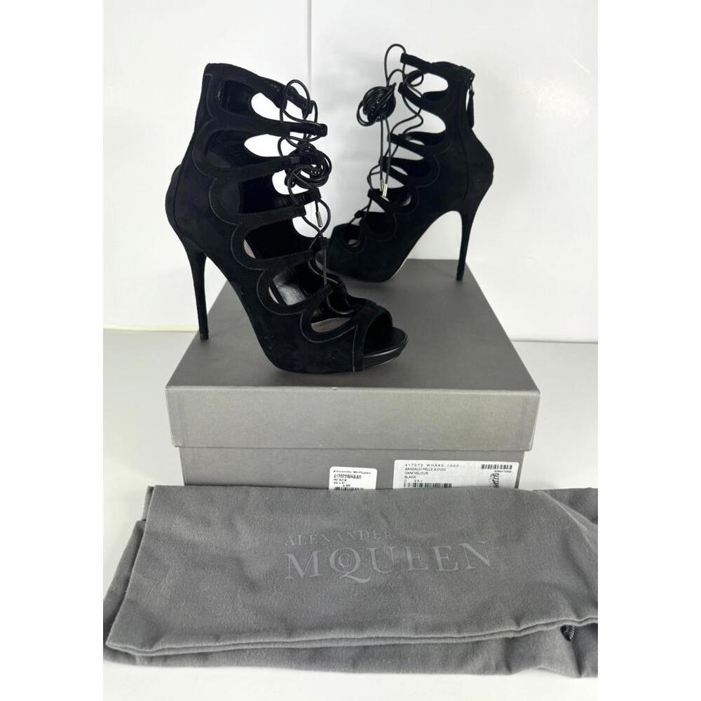 NEW! Alexander Mcqueen Suede Lace Up Heel Sandals Size EU 35.5 US 5.5